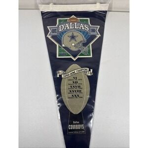 Dallas Cowboys 5X Super Bowl Champions Wool Pennant 12x30 NFL‎ Ltd Ed 1/2500